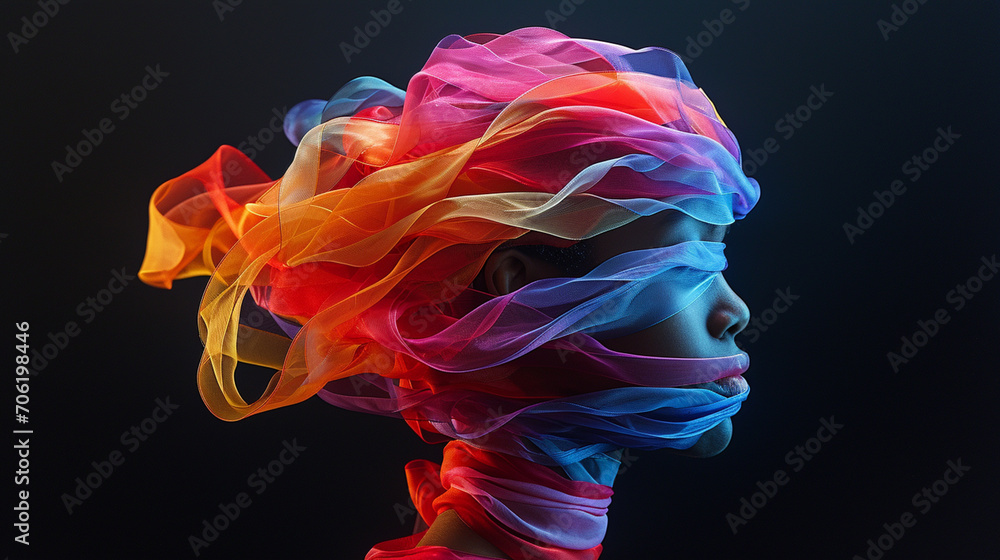 An image of a person made from interwoven colorful ribbons, symbolizing diversity and unity. An image of a person made from interwoven colorful ribbons, symbolizing diversity and unity.