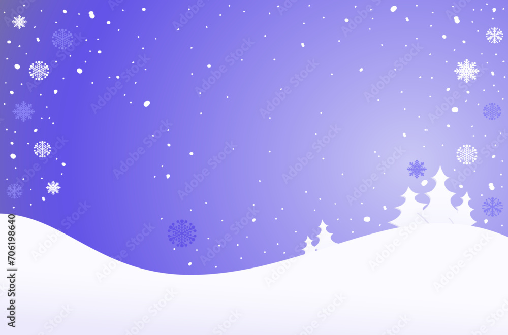 snowy landscape at night vector illustration