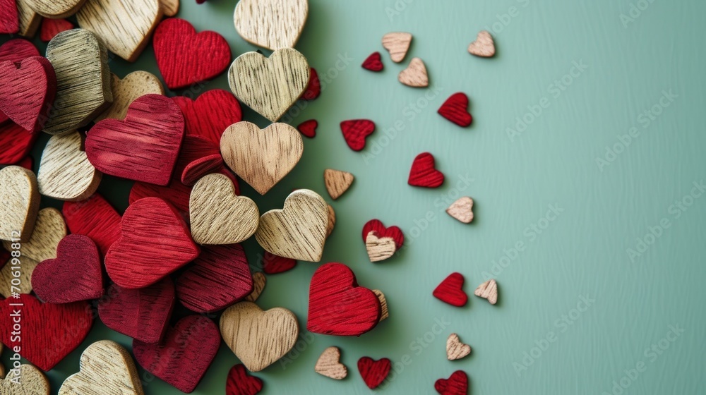 a bunch of red and white hearts on a blue background with a green background and a few red and white hearts on the left side of the image. a bunch of red and white hearts on a blue background with a green background and a few red and white hearts on the left side of the image.