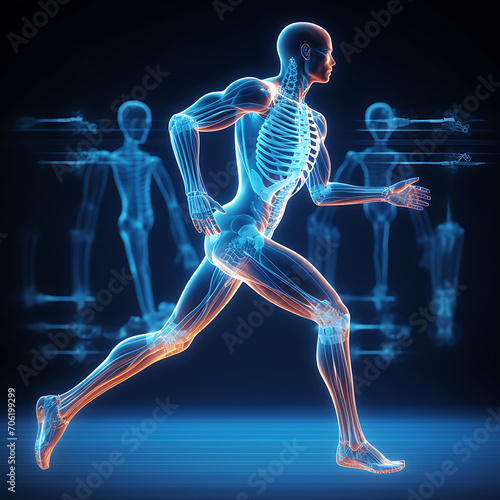 Joint pain or injury while running. Xray of training athlete with sport accident