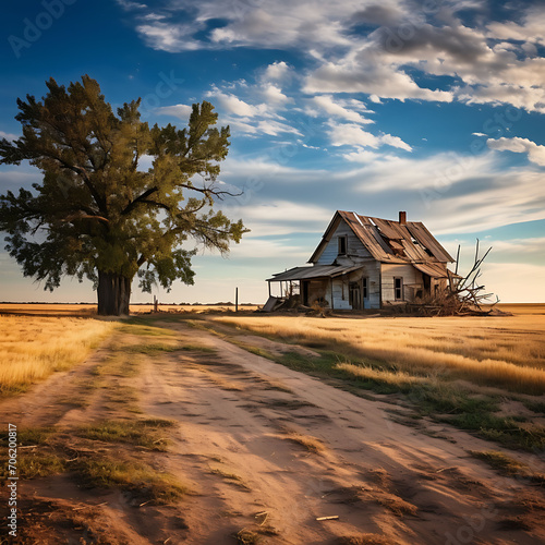 Old abandoned farmhouse in a rural area