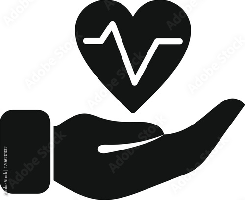 Heart rate care icon simple vector. Man chest disease. Angina sick