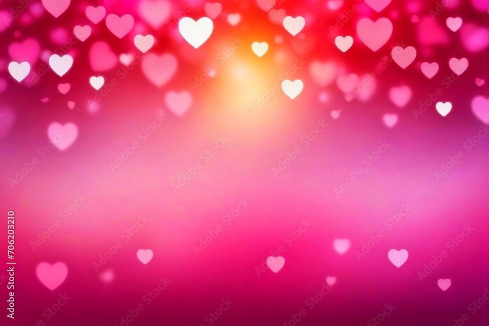 Pink​ Valentine​ background with hearts​ bokeh​ lights​ 