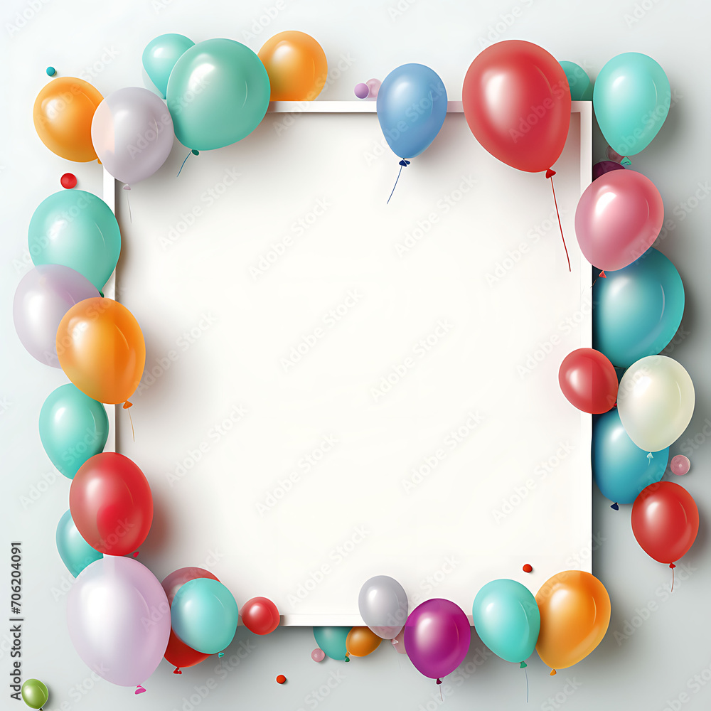 Set of colorful balloons with empty space for text.