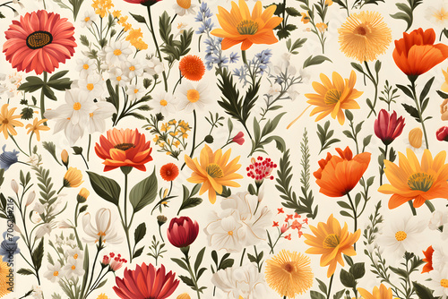 Wallpaper Mural enerative Ai watercolor painting of flowers and green leaves on a white background. Torontodigital.ca