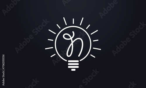 Bulb logo and Electricity fiber icon. Idea icon Letter design and bulb logo. Idea bulb symbol