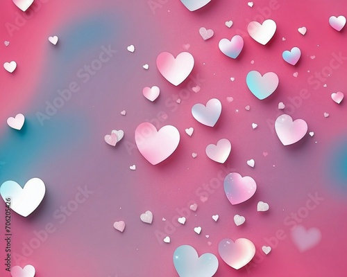 Abstract neon background, pattern with hearts. 