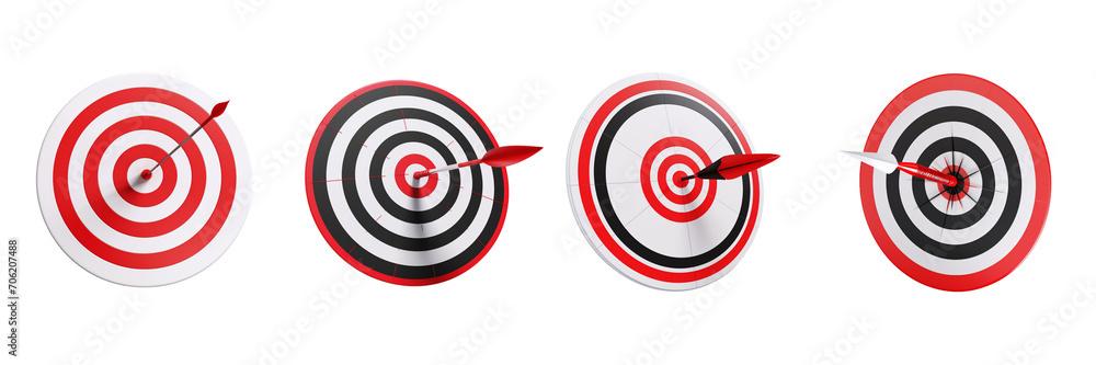 Set of Target with dart, drawing illustration 3d on a transparent background