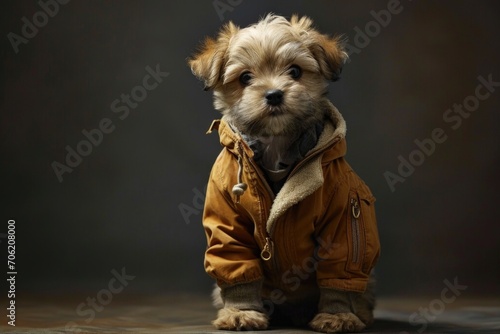 Cute dog wearin colorful clothes  © kramynina