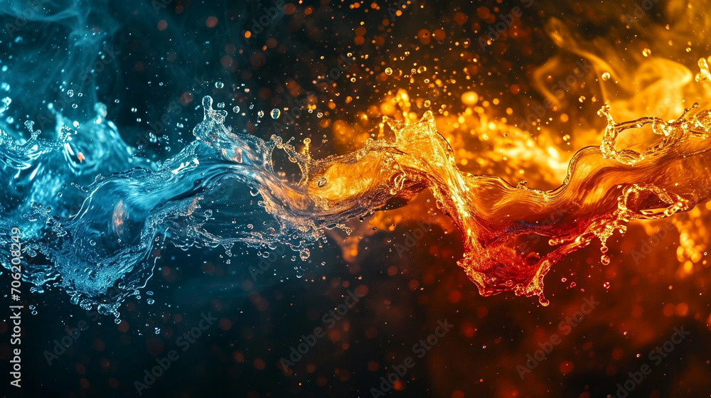 © Adam - Fire Clashing With Water Concept Background