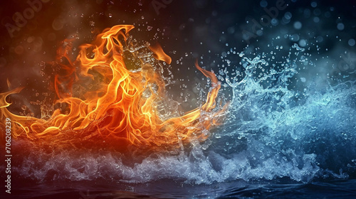 Fire Clashing With Water Concept Background