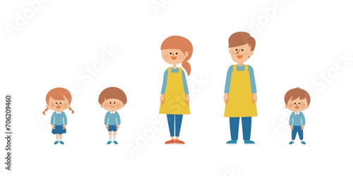 保育士と子供　全身　イラストセット素材
