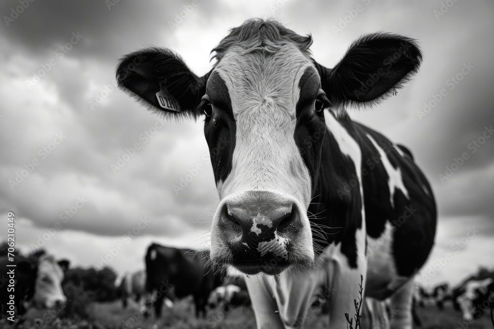 Cows in the field - obrazy, fototapety, plakaty 