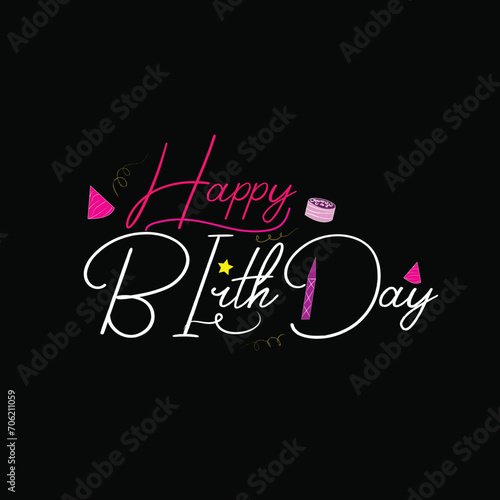 Happy Birthday greeting card with lettering design 