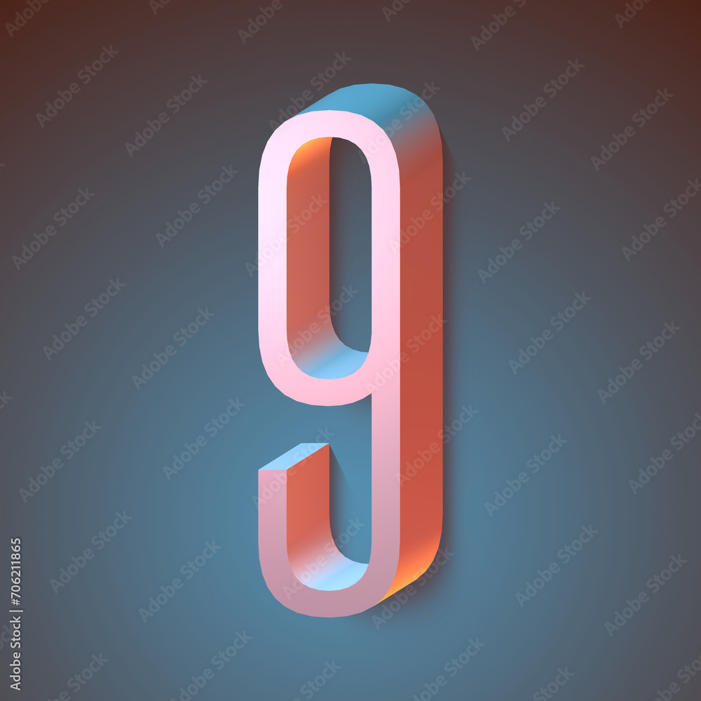 set of pink 3d numbers on dark background, 3d illustration, graphic design and lettering, nine set of pink 3d numbers on dark background, 3d illustration, graphic design and lettering, nine