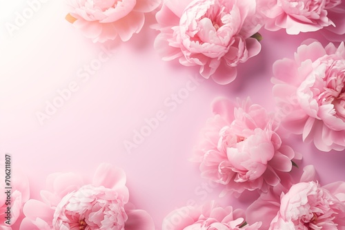 Beautiful white flowers on pink background. A card for Easter, Women's Day, Mother's Day, Valentine's Day with a place for text.