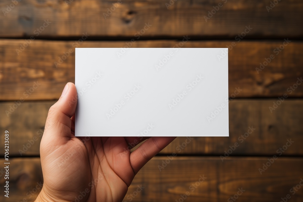 a person holding a business card mockup. plain white card a person holding a business card mockup. plain white card
