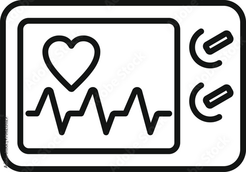 Ambulance car heart monitor icon outline vector. Chest disease. Fear heart