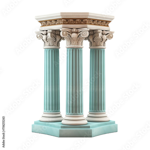 Greek column arc with a classic double color scheme isolated on transparent background