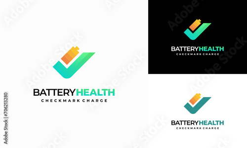 Battery Health Logo designs concept with Check symbol, Battery Technology logo symbol