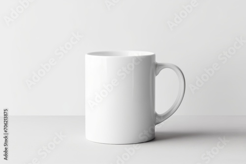 white mug mockup with grey background photo