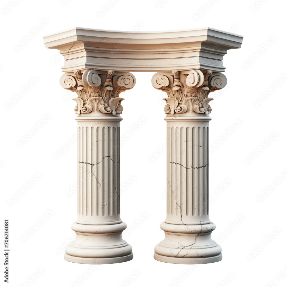 Greek column arc with a classic double color scheme isolated on transparent background Greek column arc with a classic double color scheme isolated on transparent background