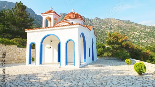 Saint Phanourios and Paraskevi Greek Christian orthodox church in Magganitis on Ikaria, Greece photo