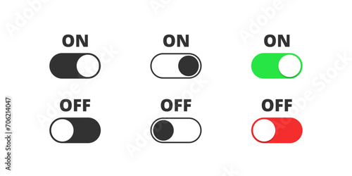 On and off toggle switch button. Active, inactive sign.