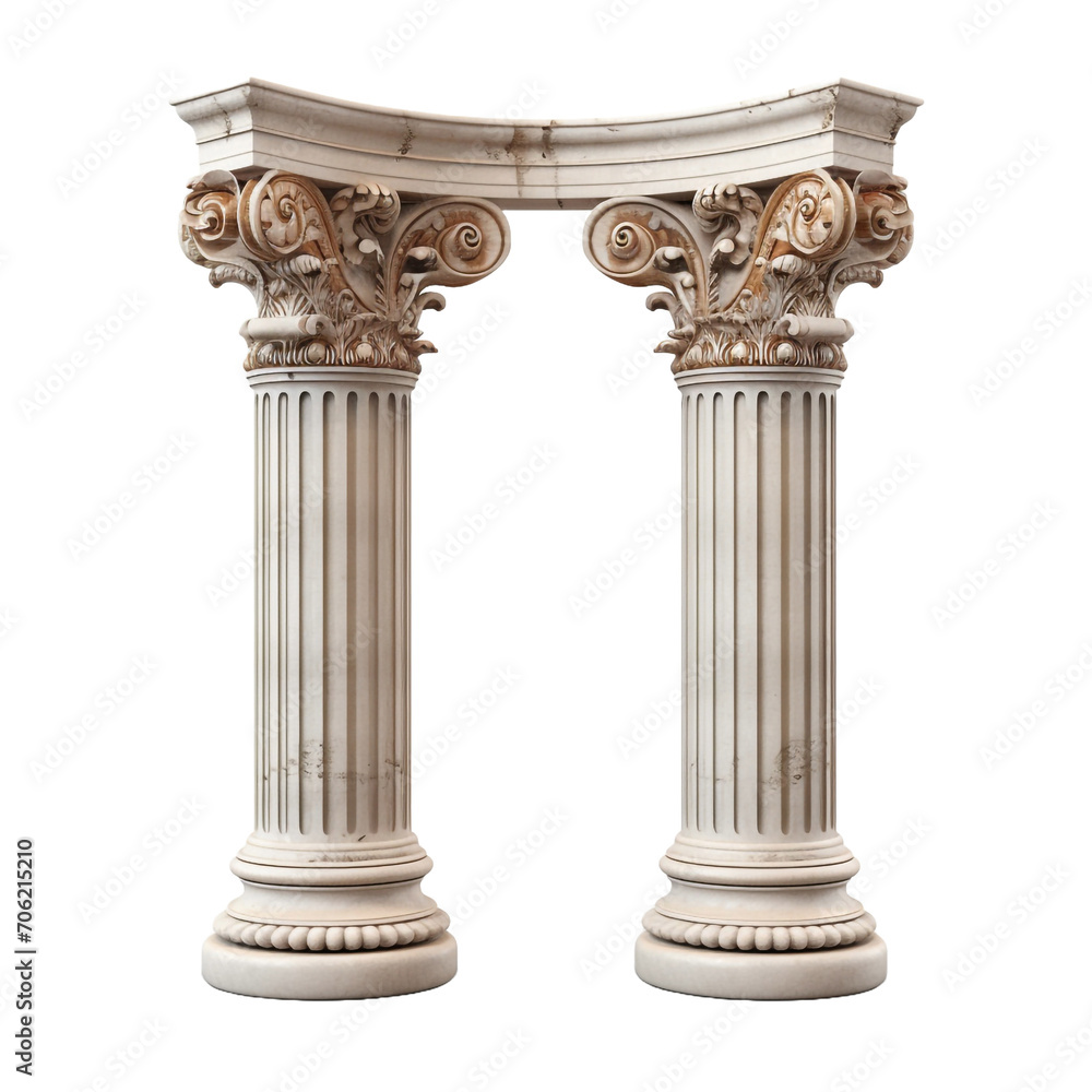Greek column arc with a classic double color scheme isolated on transparent background Greek column arc with a classic double color scheme isolated on transparent background