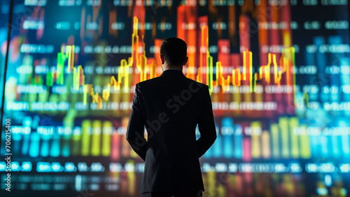 business person on the background of the stock graph © terryyip
