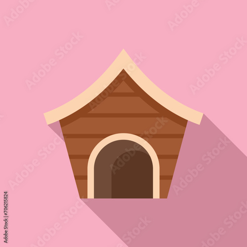 Care dog kennel icon flat vector. Roof home. Hut puppy creature