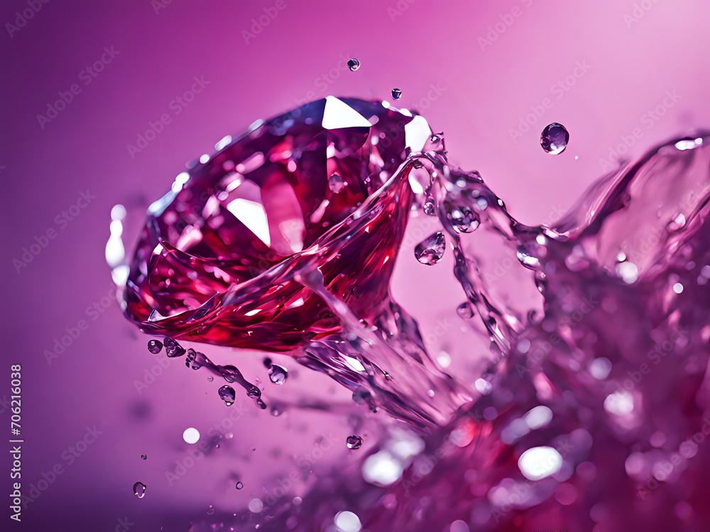 Fototapeta premium roter Robin mit Wasser umspielt