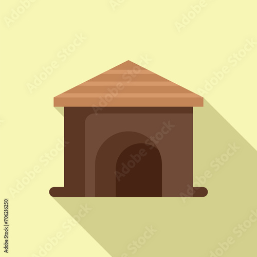 Residence dog kennel icon flat vector. Creature home. Twine structure