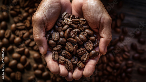 コーヒー豆を持つ手 photo
