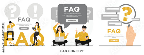 Flat vector frequently asked questions FAQS concept illustration 