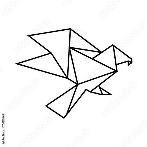Origami Eagle Vector Logo Design Template