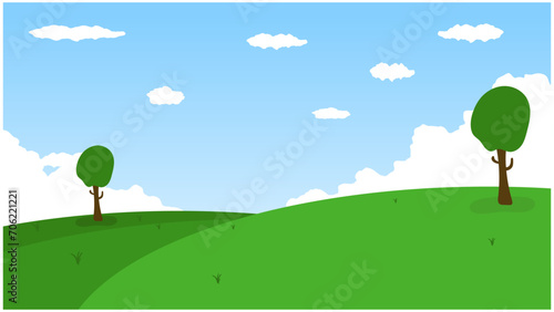 vector background of garden in the morning, garden background for animation. garden and tree background, natural landscape vector