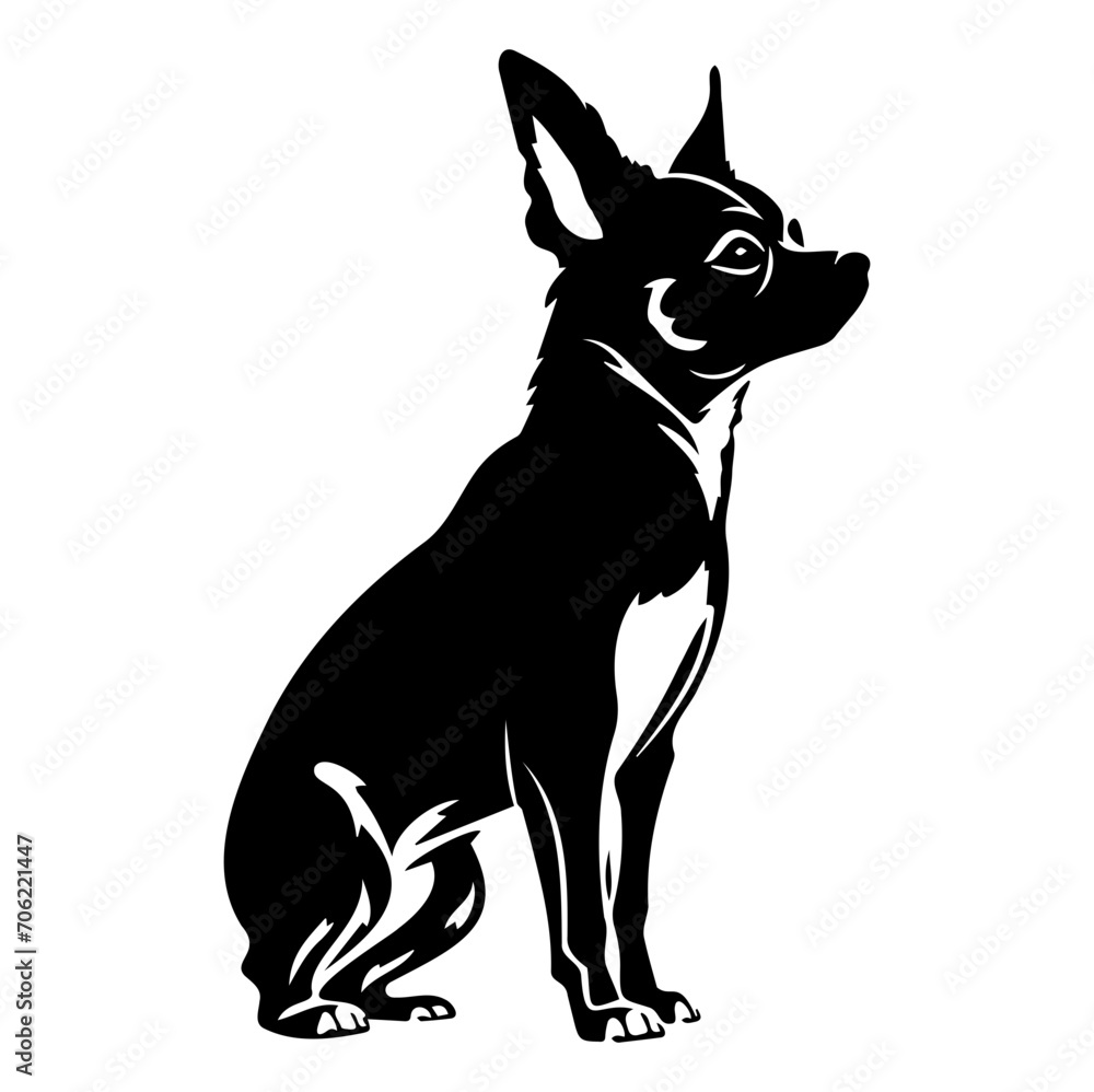 Standing Chihuahua dog, Chihuahua Dog monochrome clip art. Vector illustration Standing Chihuahua dog, Chihuahua Dog monochrome clip art. Vector illustration