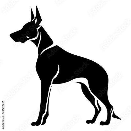 doberman pincher dog  doberman pincher Dog monochrome clip art. Vector illustration