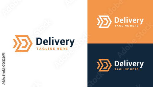 Initial Letter D Delivery With Simple Hexagon Line Art Logo Design