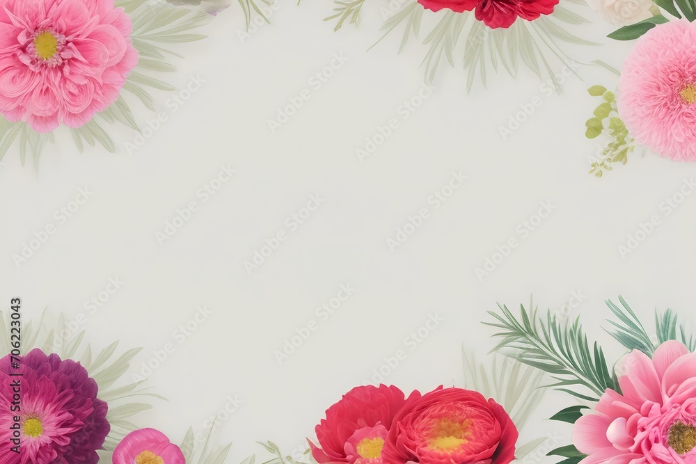 Aesthetic flowers border design, floral design, background, watercolour design, middle space, pastel color