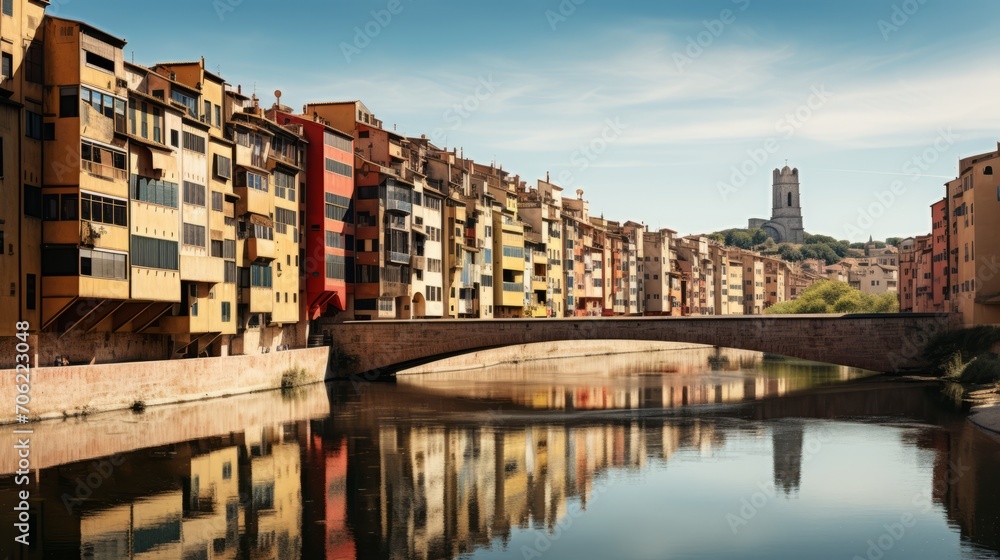 Scenic beauty: a captivating landscape of gerona in golden hour