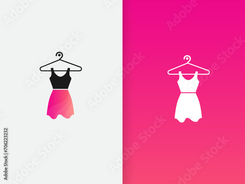 Fashion clothing logo design. Woman dress shop. Business. Clothing logo. Pink. Fashion dress. Market. Dress store. Premium and colorful template