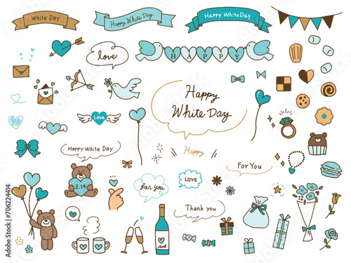 ホワイトデーのかわいい手書きイラストセット