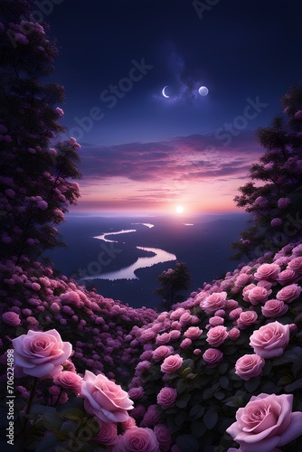 a beautiful land with flowers