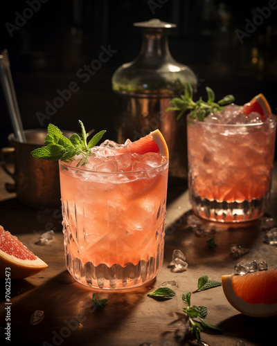 Wallpaper Mural Grapefruit and thyme gin cocktail, refreshing drink with ice Torontodigital.ca