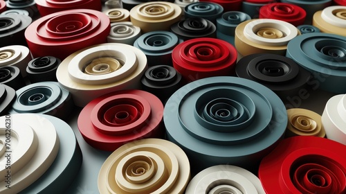  a close up of a bunch of different colors of rolls of tape on a table with one roll of tape in the middle of the roll.