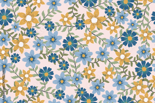 Seamless paisley embroidered floral motif pattern in vector, for design, fabric, wrapping, digital motif, background, wallpaper, print, clothing, etc.	