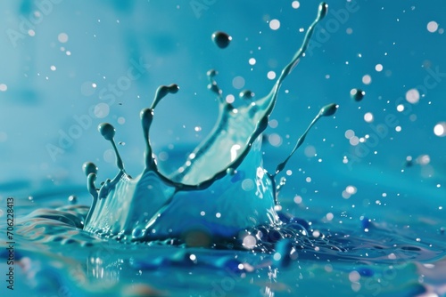  a close up of a water splash with drops of water coming off of the top of the water and on to the bottom of the bottom of the water.