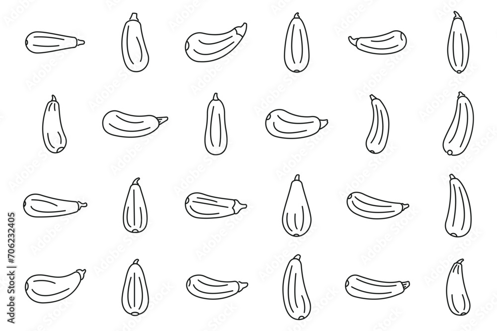Vegetable marrow icons set outline vector. Agriculture zucchini. Squash diet fresh